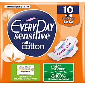 Σερβιέτες EVERYDAY Sensitive Mini Ultra Plus με φτερά (10τεμ.)