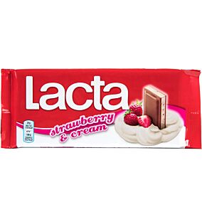 Σοκολάτα LACTA γάλακτος με φράουλα και κρέμα (100g)