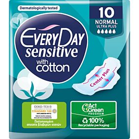 Σερβιέτες EVERYDAY Sensitive Ultra Plus Normal με φτερά (10τεμ.)