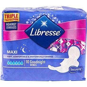 LIBRESSE Goodnight Maxi σερβιέτες με φτερά 10τεμ