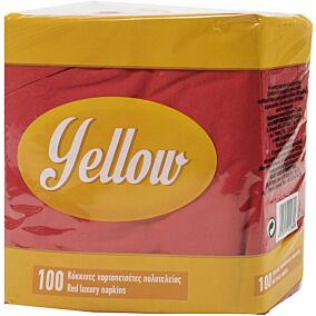 Χαρτοπετσέτες YELLOW κόκκινες 38x38cm (100τεμ.)