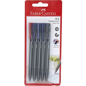 Στυλό διαρκείας FABER-CASTELL RX10 μπλε - μαύρα - κόκκινα (5τεμ.)