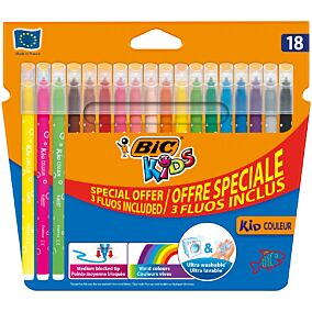 Μαρκαδόροι BIC kids cool fluo (15+3δώρο)