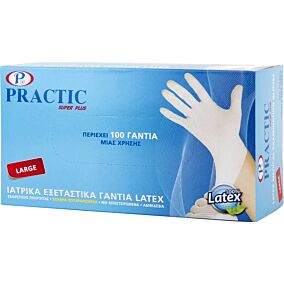 Γάντια PRACTIC μίας χρήσης latex, large (100τεμ.)