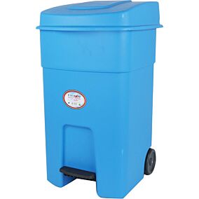 Κάδος απορριμμάτων με πεντάλ και ρόδες μπλε 80lt