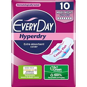 Σερβιέτες EVERYDAY Hyperdry Ultra Plus Maxi Night με φτερά (10τεμ.)