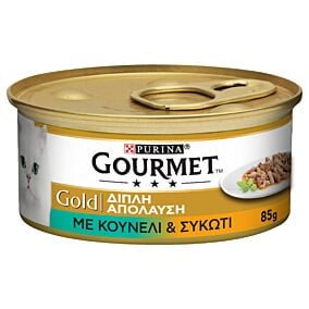 Τροφή GOURMET gold γάτας κουνέλι και συκώτι (85g)
