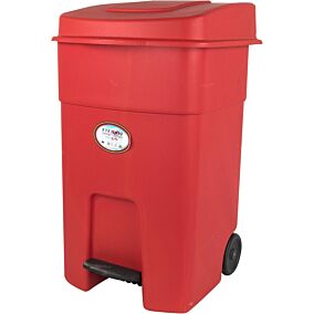 Κάδος απορριμμάτων με πεντάλ και ρόδες κόκκινο 80lt