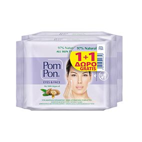 Μαντηλάκια ντεμακιγιάζ POM PON με argan oil 1+1 (2x20τεμ.)