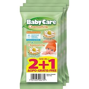 Μωρομάντηλα BABYCARE Mini με εκχύλισμα χαμομηλιού (3x12τεμ.)