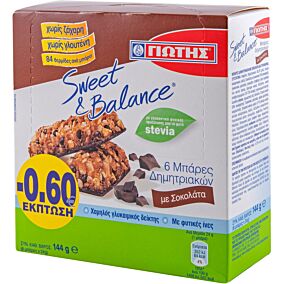 Μπάρες δημητριακών SWEET & BALANCE με σοκολάτα (6x24g)