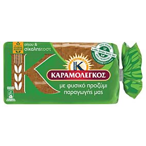Ψωμί ΚΑΡΑΜΟΛΕΓΚΟΣ τοστ ολικής άλεσης με σίκαλη (340g)