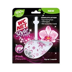 Καθαριστικό WC NET style crystal rim block pink flowers (36,5ml)