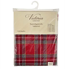 VICTORIA τραπεζομάντηλο βαμβακερό Christmas Check 90x90cm