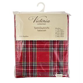 VICTORIA τραπεζομάντηλο βαμβακερό Christmas Check 140x180cm
