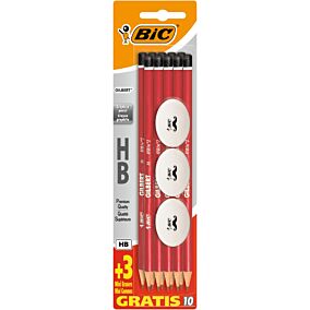 BIC μολύβι Gilbert ΗΒ 10τεμ. + 3 γόμες ΔΩΡΟ