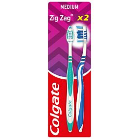 Colgate Zig Zag Μέτρια Οδοντόβουρτσα Διπλή Συσκευασία (2τεμ)