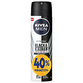 NIVEA αποσμητικό σπρέι αντρικό Black & White Invisible 150ml -40%