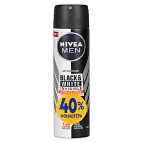 NIVEA αποσμητικό σπρέι αντρικό Black & White Ultimate Impact 150ml -40%
